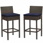 Conduit Bar Stool Outdoor Patio Wicker Rattan Set of 2