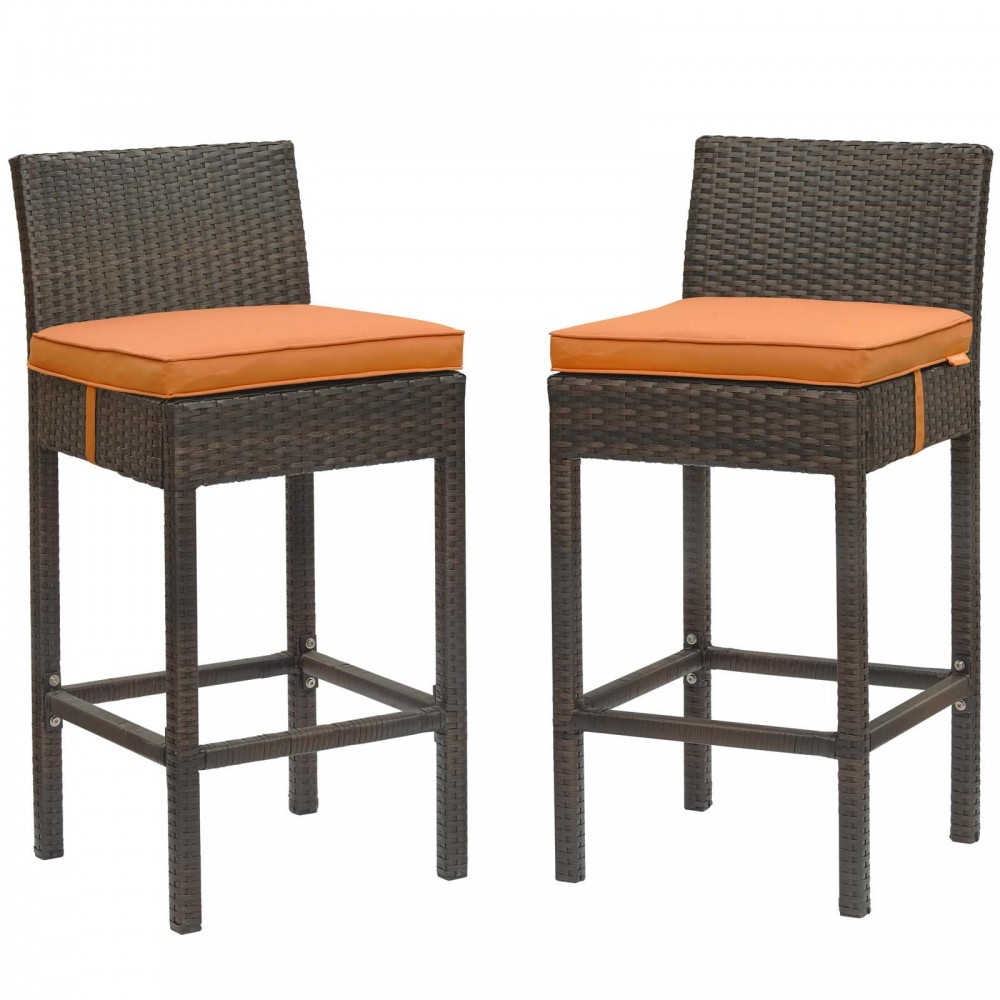 Conduit Bar Stool Outdoor Patio Wicker Rattan Set of 2 Conduit Bar Stool Outdoor Patio Wicker Rattan Set of 2