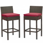 Conduit Bar Stool Outdoor Patio Wicker Rattan Set of 2