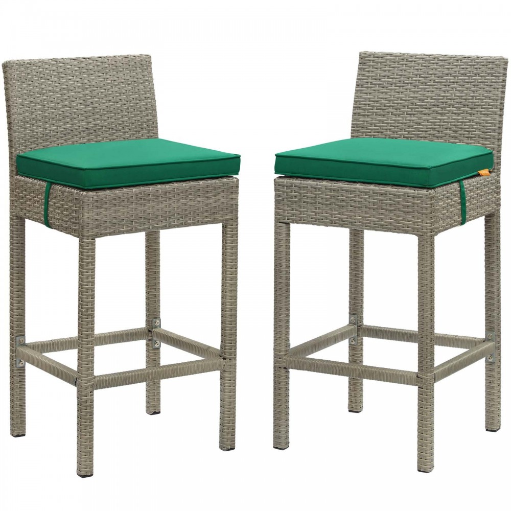 Conduit Bar Stool Outdoor Patio Wicker Rattan Set of 2 Conduit Bar Stool Outdoor Patio Wicker Rattan Set of 2