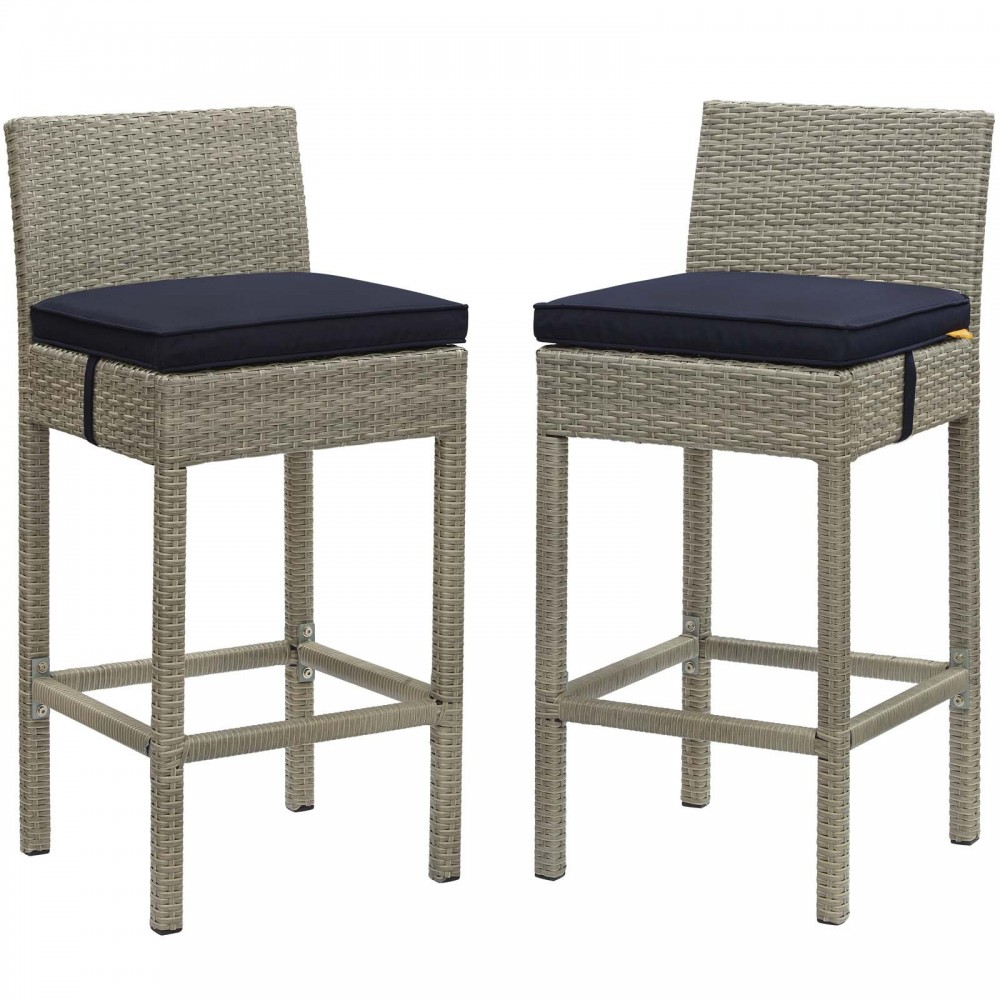 Conduit Bar Stool Outdoor Patio Wicker Rattan Set of 2