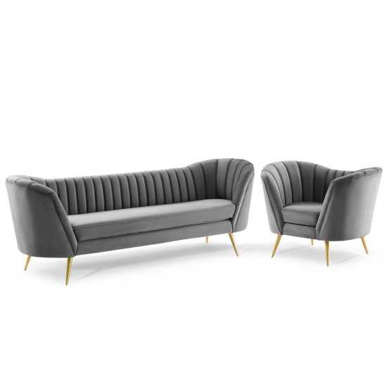 Opportunity Performance Velvet Sofa and Armchair Set