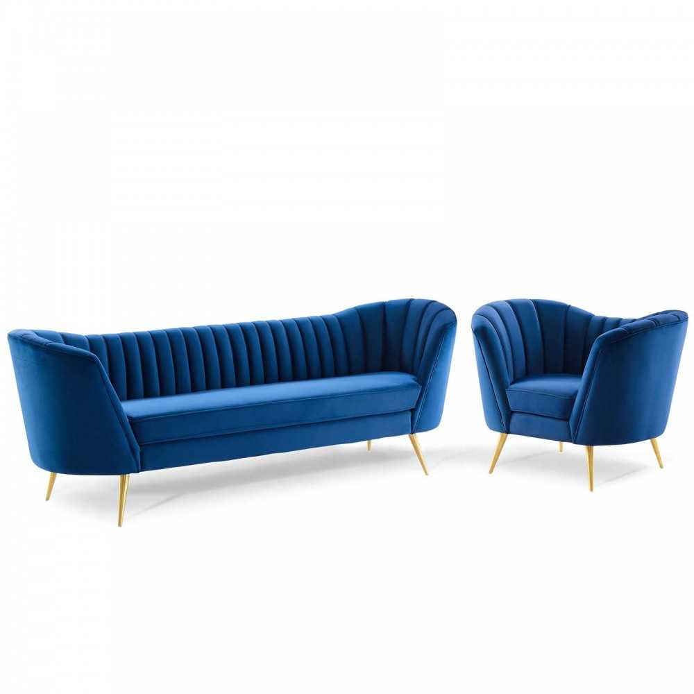 Opportunity Performance Velvet Sofa and Armchair Set