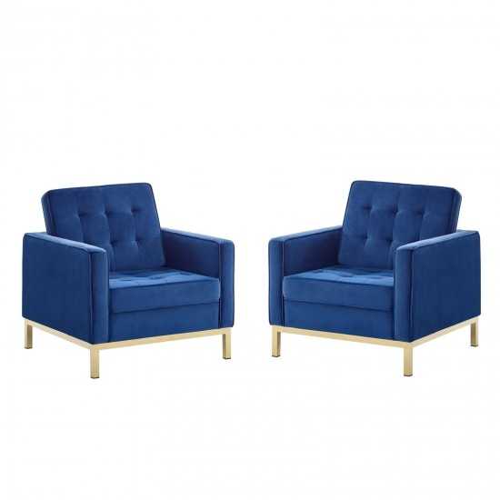 Loft Gold Stainless Steel Leg Performance Velvet Armchair Set of 2