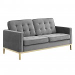 Loft Gold Stainless Steel Leg Performance Velvet Loveseat and Armchair Set