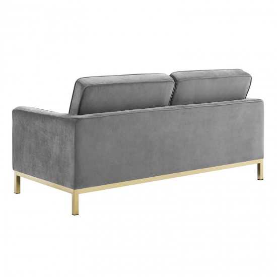 Loft Gold Stainless Steel Leg Performance Velvet Loveseat and Armchair Set