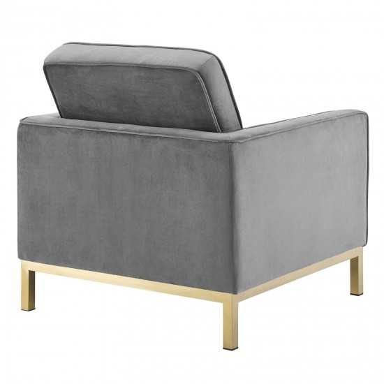 Loft Gold Stainless Steel Leg Performance Velvet Loveseat and Armchair Set