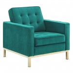 Loft Gold Stainless Steel Leg Performance Velvet Loveseat and Armchair Set