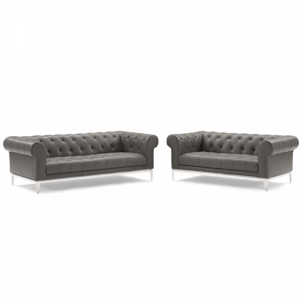 Idyll Tufted Upholstered Leather Sofa and Loveseat Set Idyll Tufted Upholstered Leather Sofa and Loveseat Set