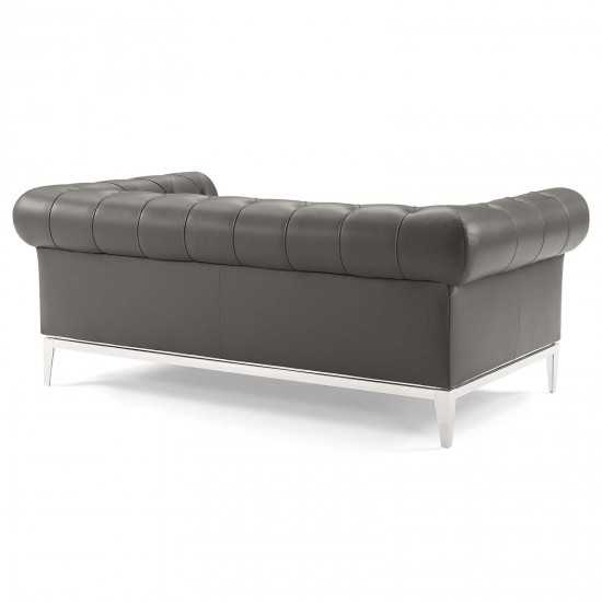 Idyll Tufted Upholstered Leather Sofa and Loveseat Set