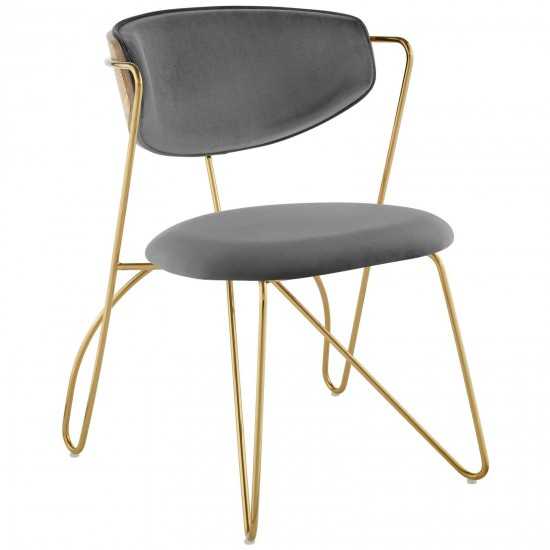 Prevail Gold Stainless Steel Dining and Accent Performance Velvet Chair