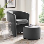 Divulge Performance Velvet Arm Chair and Ottoman Set