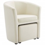 Divulge Performance Velvet Arm Chair and Ottoman Set