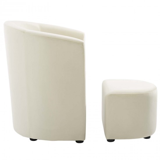 Divulge Performance Velvet Arm Chair and Ottoman Set