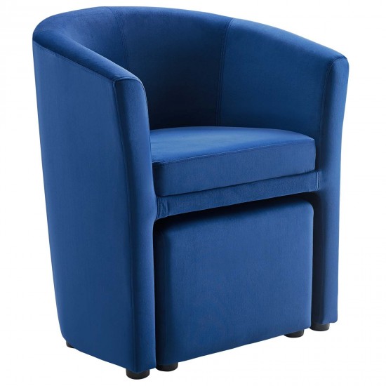 Divulge Performance Velvet Arm Chair and Ottoman Set