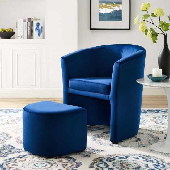 Divulge Performance Velvet Arm Chair and Ottoman Set