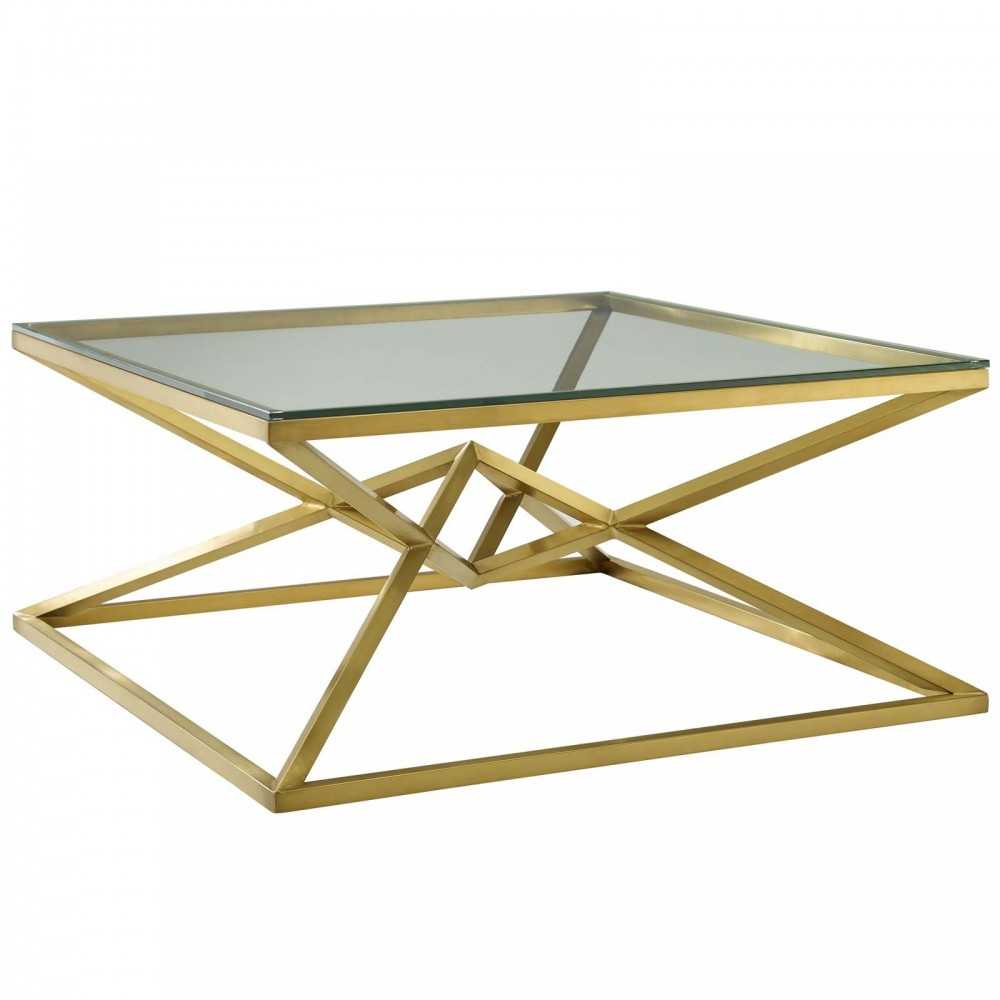 Point 39.5" Brushed Gold Metal Stainless Steel Coffee Table