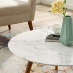 Lippa 28" Round Artificial Marble Coffee Table with Tripod Base