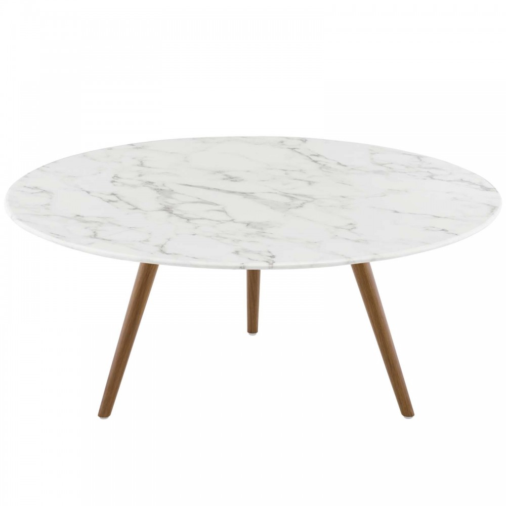 Lippa 36" Round Artificial Marble Coffee Table with Tripod Base