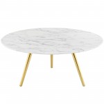 Lippa 36" Round Artificial Marble Coffee Table with Tripod Base