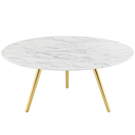 Lippa 36" Round Artificial Marble Coffee Table with Tripod Base