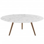 Lippa 40" Round Artificial Marble Coffee Table with Tripod Base