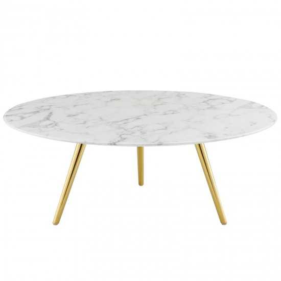 Lippa 40" Round Artificial Marble Coffee Table with Tripod Base