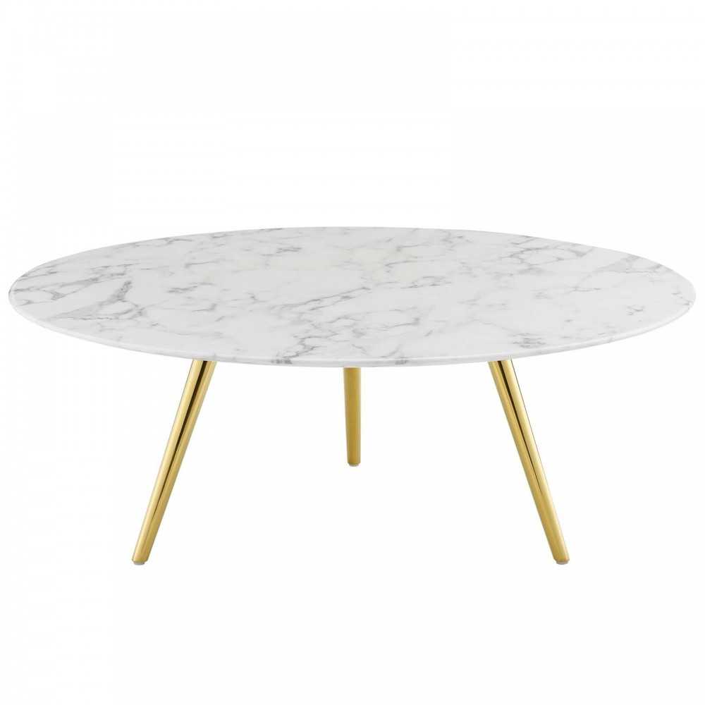 Lippa 40" Round Artificial Marble Coffee Table with Tripod Base