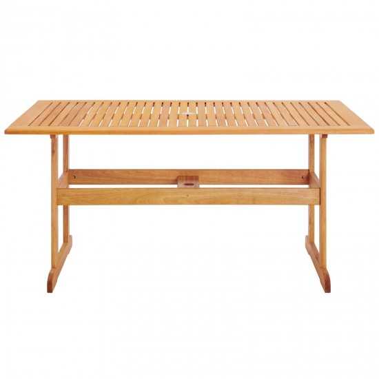 Hatteras 59" Rectangle Outdoor Patio Eucalyptus Wood Dining Table