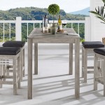 Wiscasset 59" Outdoor Patio Acacia Wood Bar Table