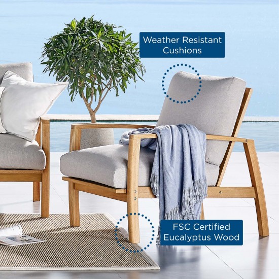 Orlean Outdoor Patio Eucalyptus Wood Lounge Armchair