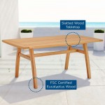 Orlean 57" Outdoor Patio Eucalyptus Wood Dining Table
