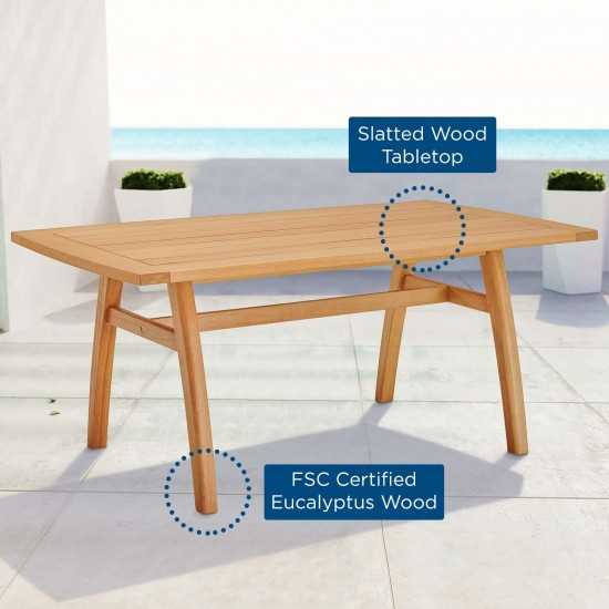 Orlean 57" Outdoor Patio Eucalyptus Wood Dining Table