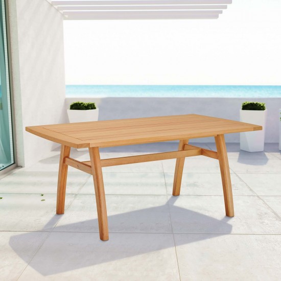 Orlean 57" Outdoor Patio Eucalyptus Wood Dining Table