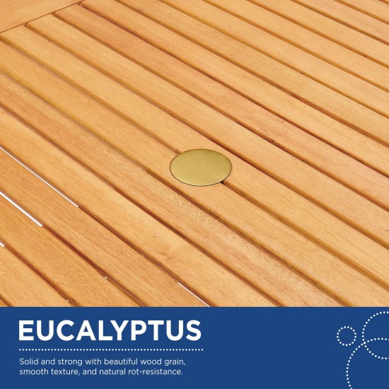 Orlean Outdoor Patio Eucalyptus Wood Ottoman