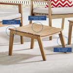 Breton Outdoor Patio Ash Wood Ottoman