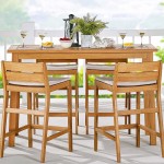 Riverlake 55" Outdoor Patio Ash Wood Bar Pub Table