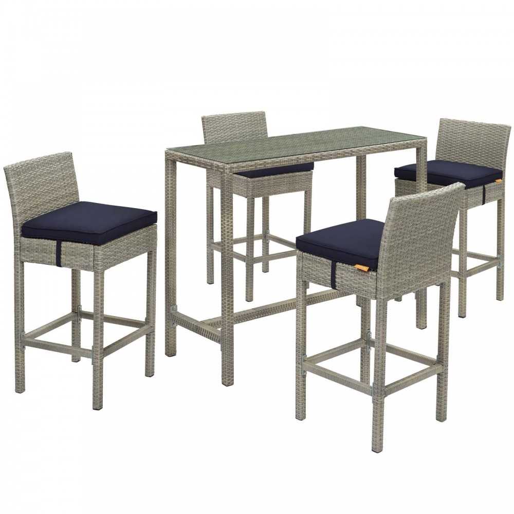 Conduit 5 Piece Outdoor Patio Wicker Rattan Set