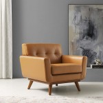 Engage Top-Grain Leather Living Room Lounge Accent Armchair