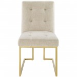 Privy Gold Stainless Steel Upholstered Fabric Dining Accent Chair