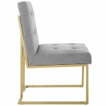 Privy Gold Stainless Steel Upholstered Fabric Dining Accent Chair