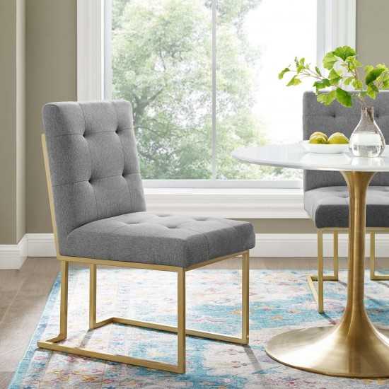 Privy Gold Stainless Steel Upholstered Fabric Dining Accent Chair