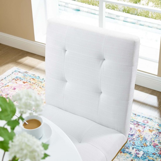 Privy Gold Stainless Steel Upholstered Fabric Dining Accent Chair
