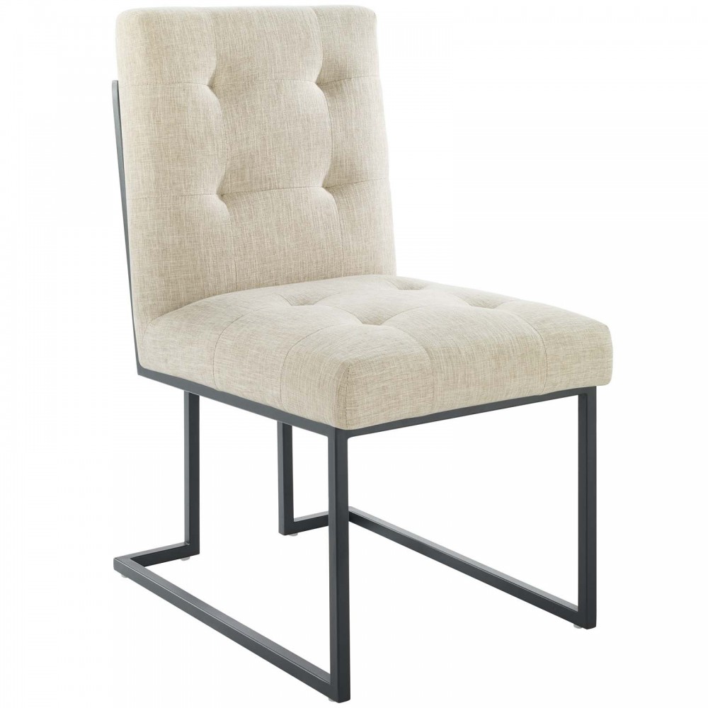 Privy Black Stainless Steel Upholstered Fabric Dining Chair