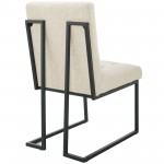 Privy Black Stainless Steel Upholstered Fabric Dining Chair