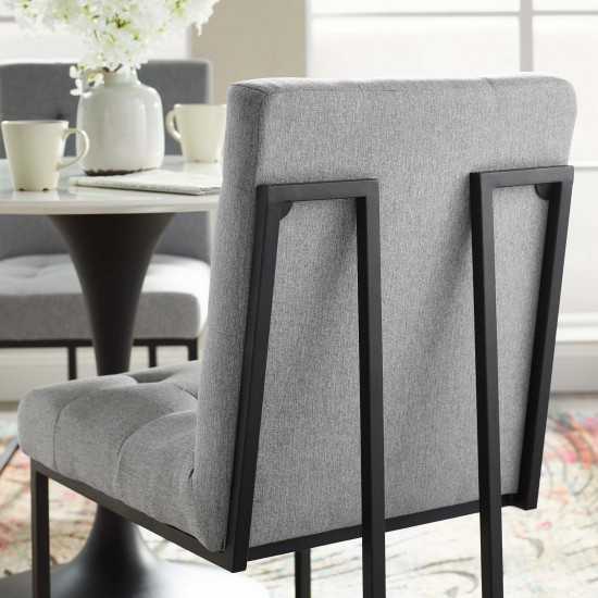 Privy Black Stainless Steel Upholstered Fabric Dining Chair