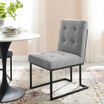 Privy Black Stainless Steel Upholstered Fabric Dining Chair