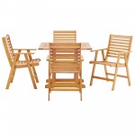 Hatteras 5 Piece Outdoor Patio Eucalyptus Wood Dining Set