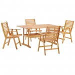 Hatteras 5 Piece Outdoor Patio Eucalyptus Wood Dining Set