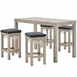 Wiscasset 5 Piece Outdoor Patio Acacia Wood Bar Set